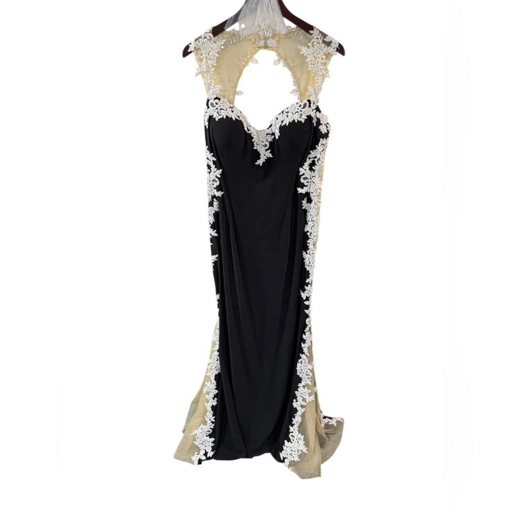 Eureka Couture Black and Cream Gown with Lace‎ Details
